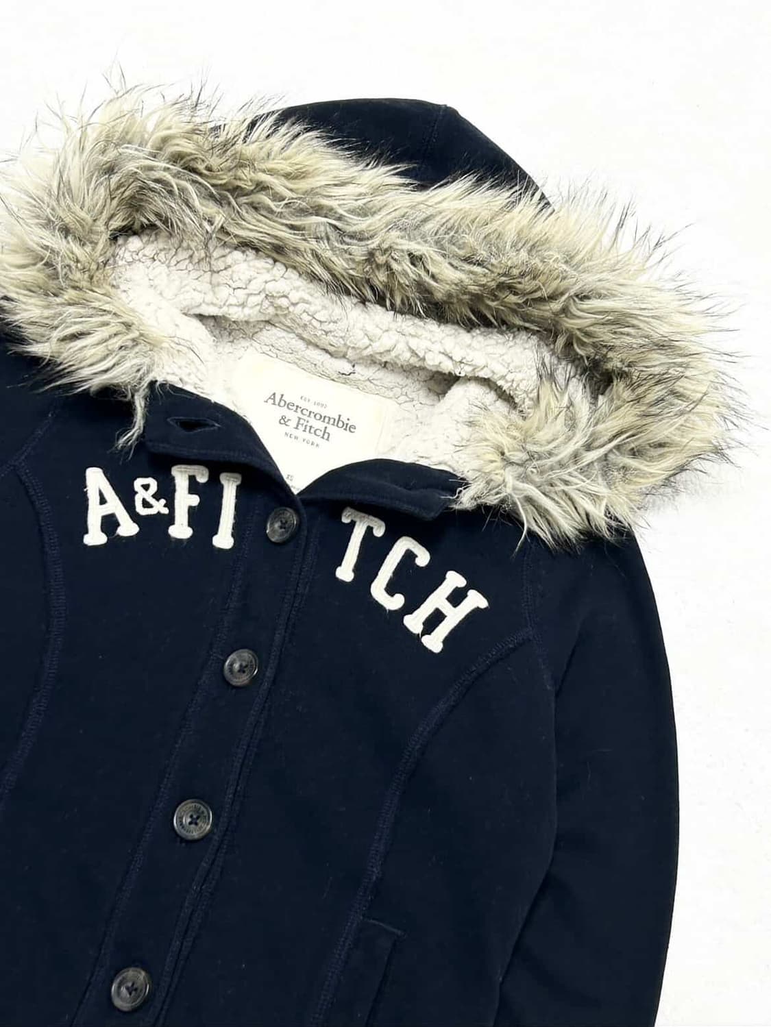 아베크롬비 다크네이비 울프죠 버튼 후드집업 상품이미지6