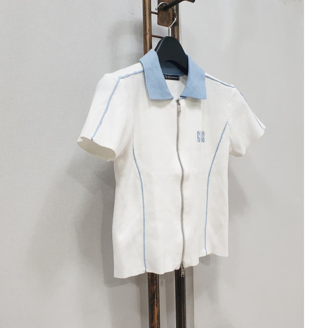 게스 여성 배색 반팔 집업 가디건 F 상품이미지2