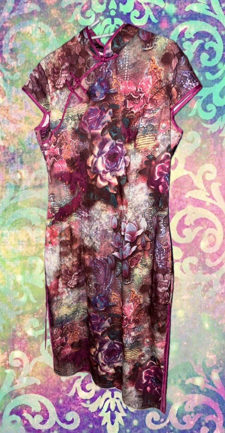 빈티지 플라워 패턴 동양풍 차이나 중티 치파오 상품이미지1