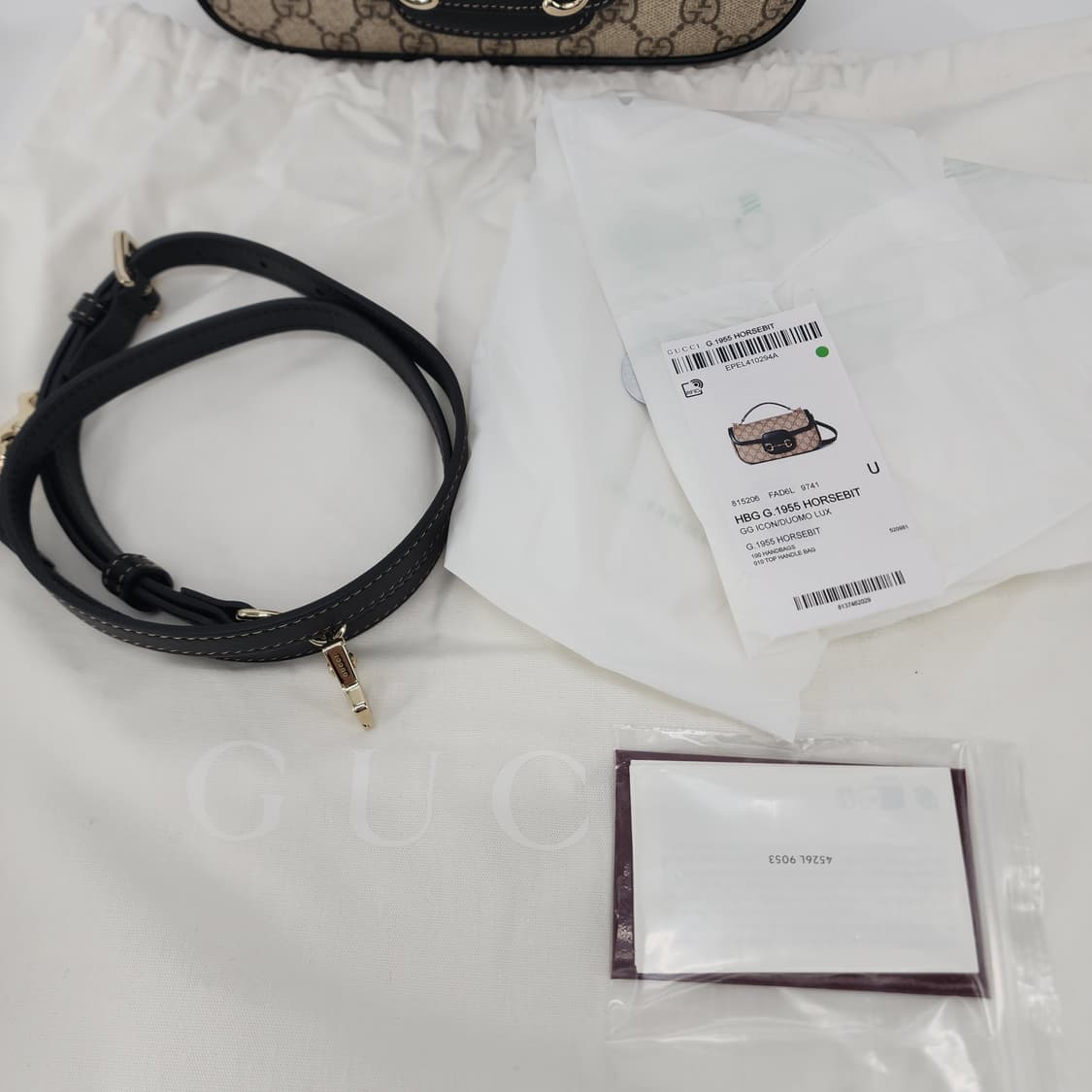 전시품급 구찌 홀스빗 1955 스몰 탑 핸들백 베이지 블랙 상품이미지10