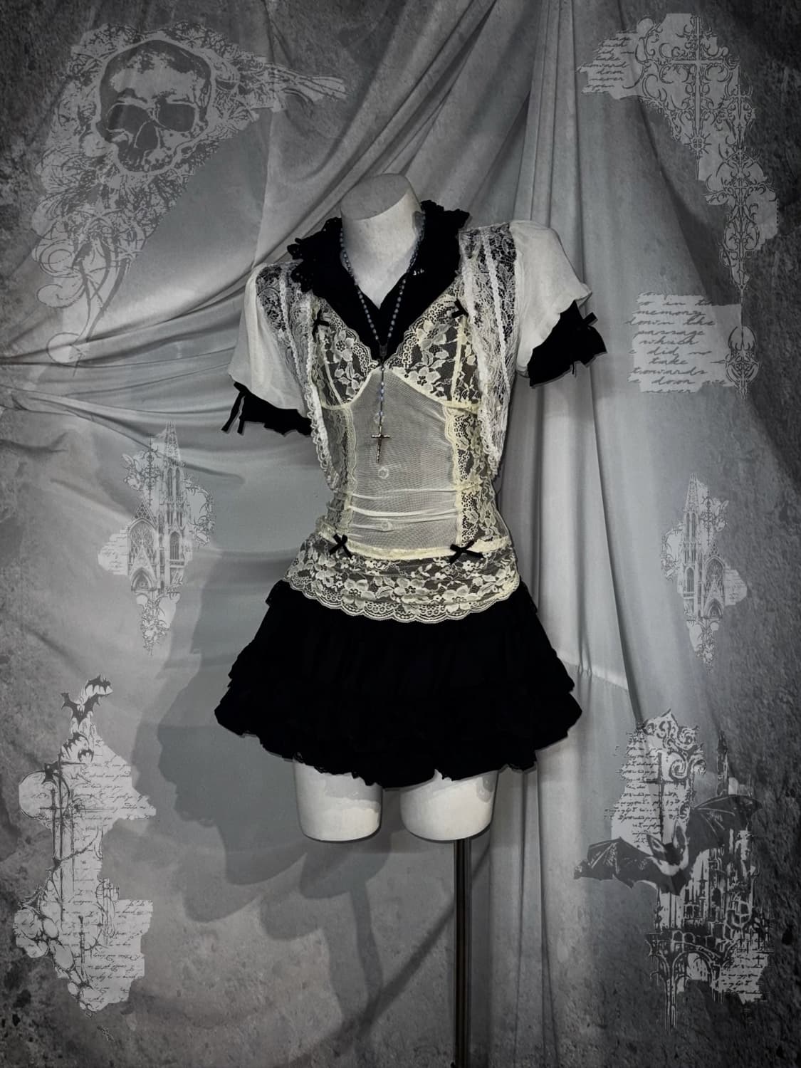 무채색 페어리 레이스 세라깔 코디세트  상품이미지1