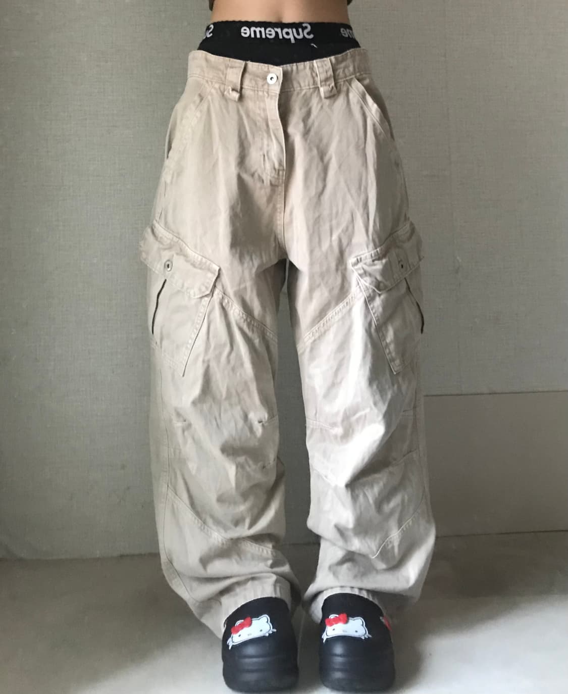 베이지 와이드핏 카고팬츠 상품이미지3