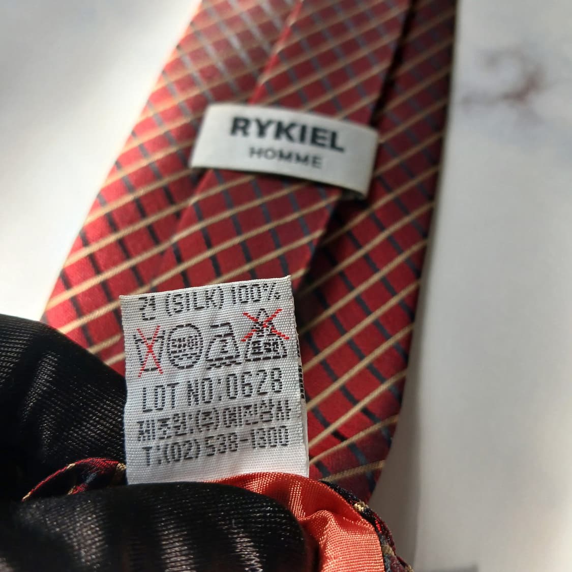 소니아 리키엘 실크 레드 스트라이프 넥타이 9.7cm A+등급 E918 상품이미지8