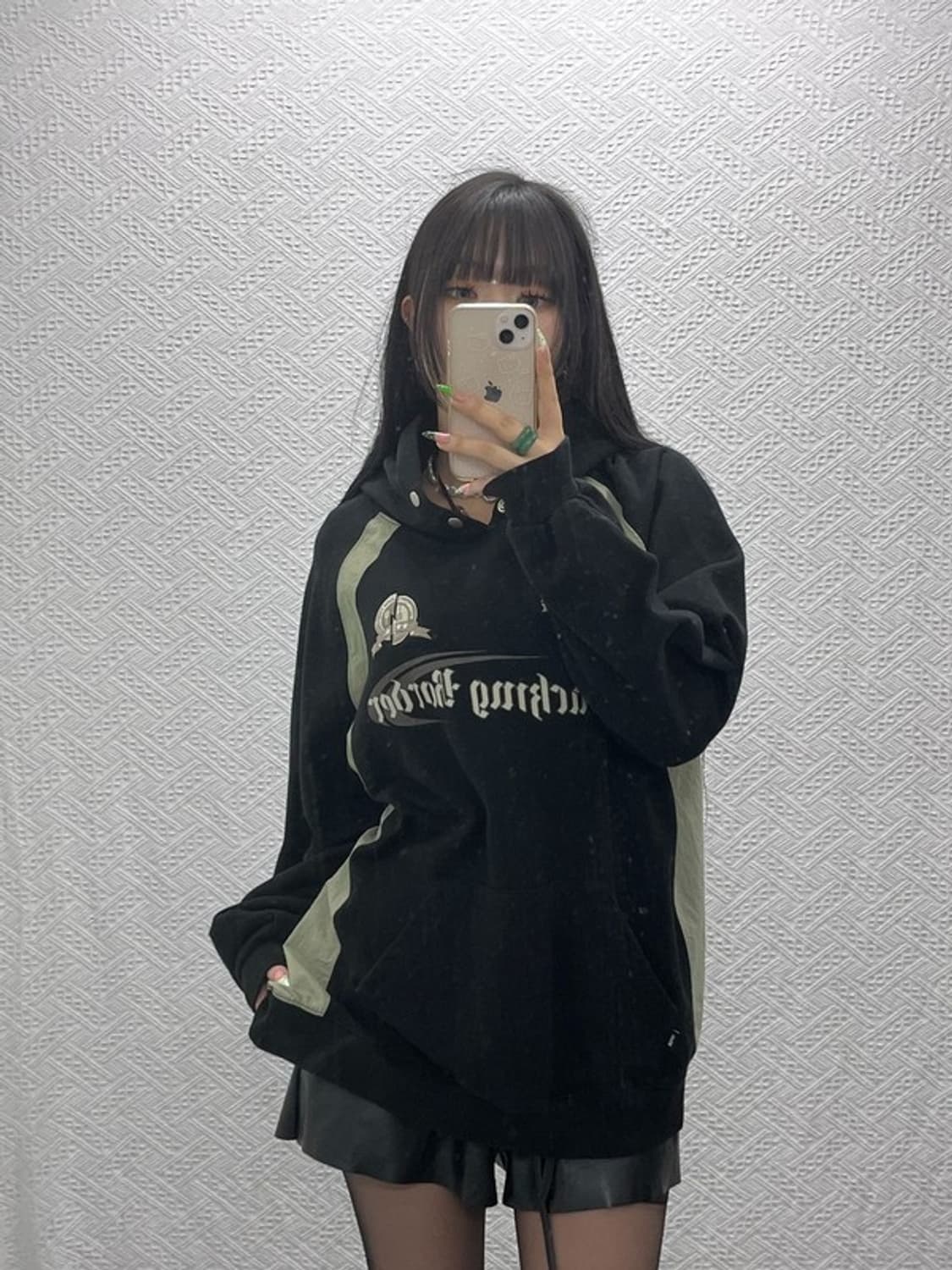 꼼파뇨 올드스쿨 Y2K 크래킹 스냅 스트릿 힙 후드티 XL C09343 상품이미지1