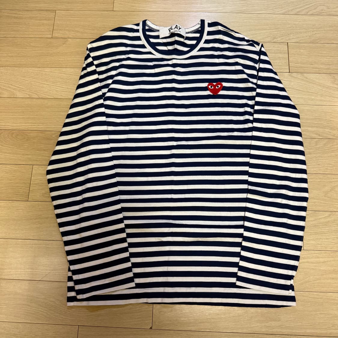 XL) 꼼데가르송 스트라이프 롱슬리브 긴팔 티셔츠 네이비 화이트 상품이미지2