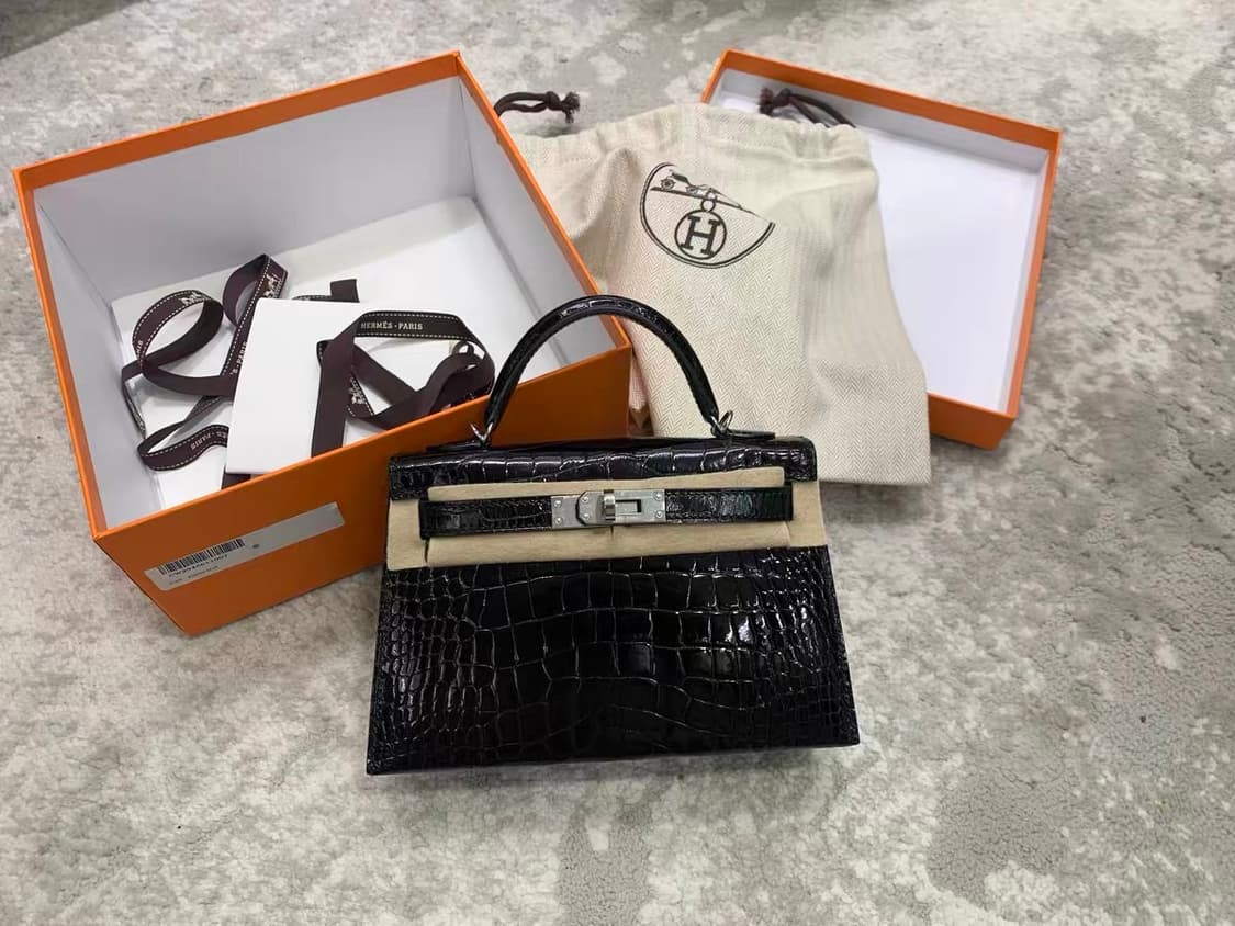 에르메스 미니 켈리백 2세대 엘리게이터 블랙 은장 상품이미지1