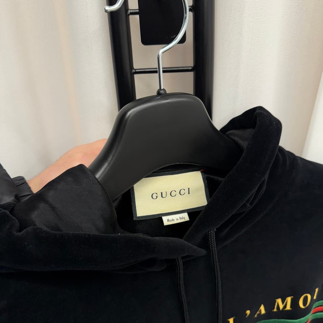 [백화점판/M] 구찌 로고 벨벳 후드티 상품이미지4