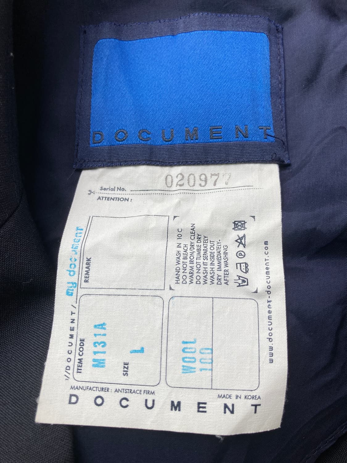 도큐먼트 울100 blazer (L) 상품이미지2