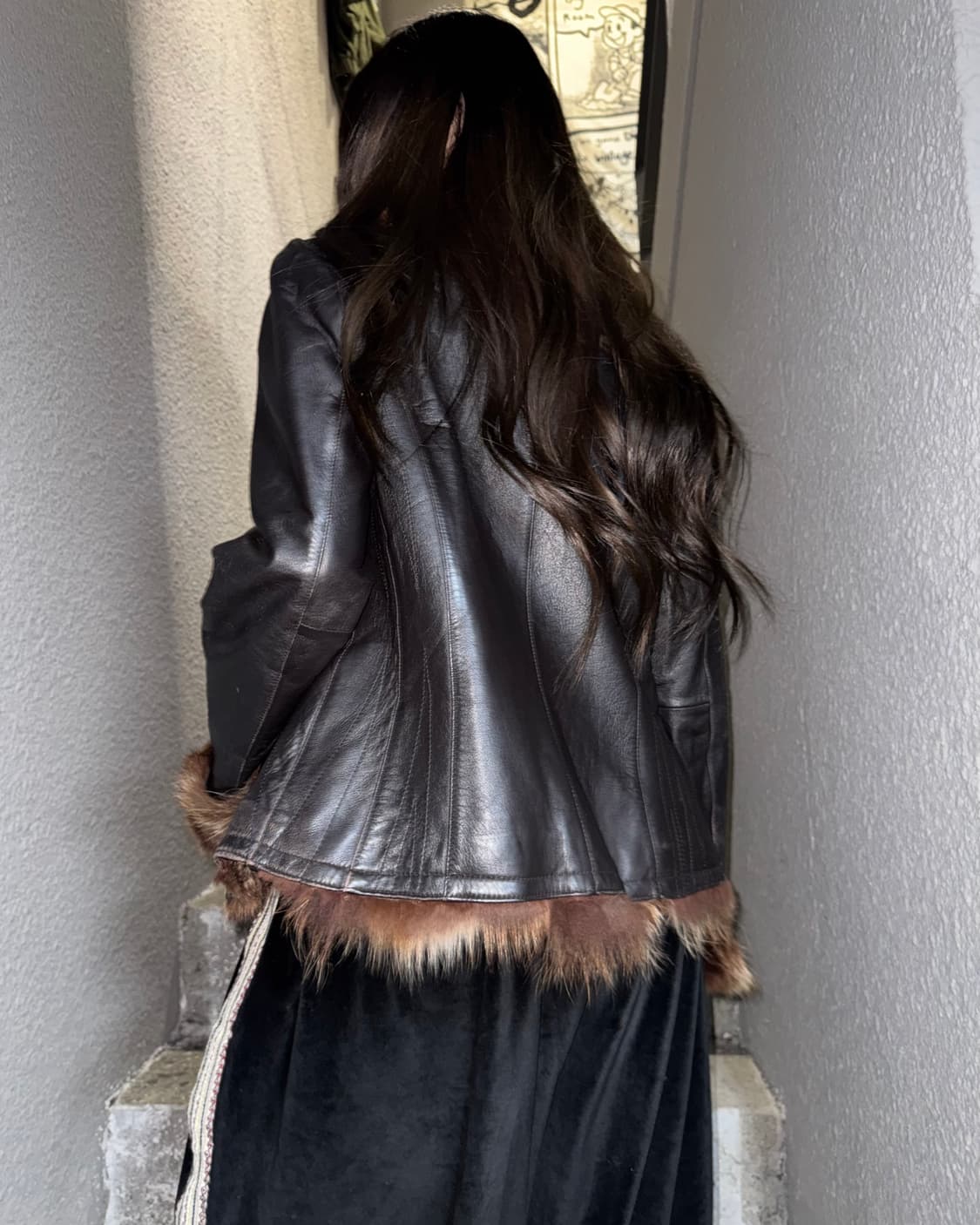 빈티지 퍼 트리밍 레더자켓 상품이미지3