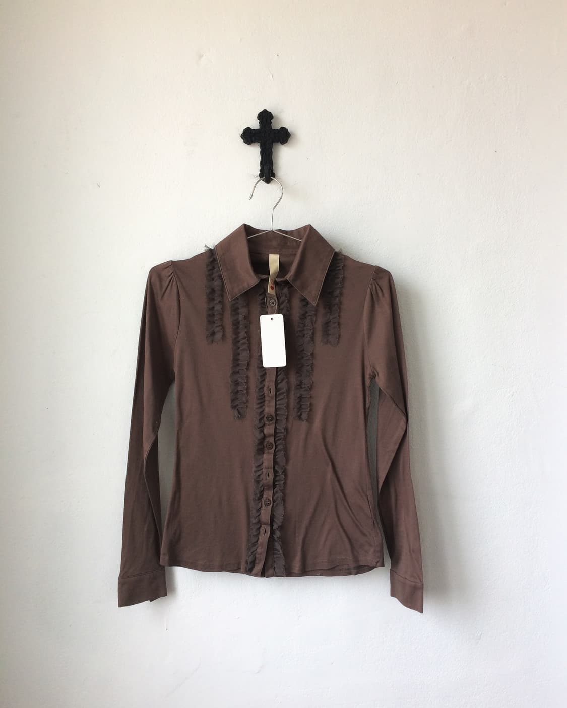 Lace trimming cotton shirt 상품이미지2