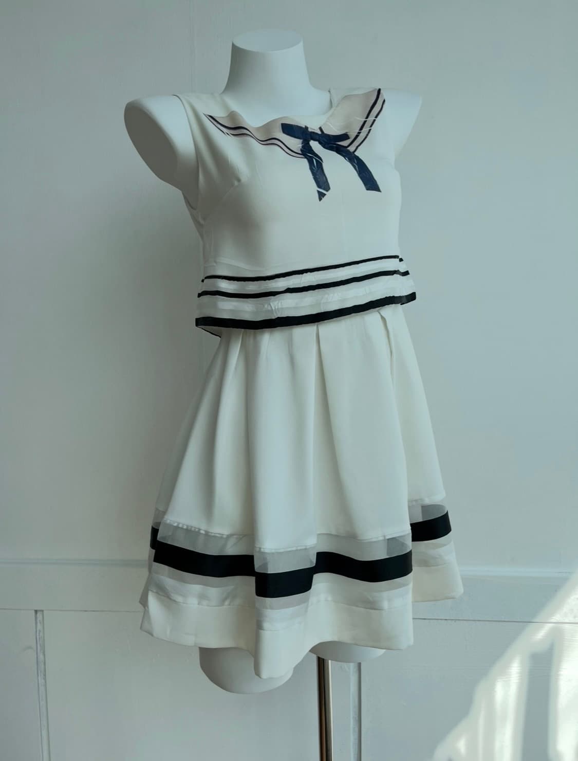 PARTYSU.E 세일러 리본 프린팅 원피스 상품이미지1