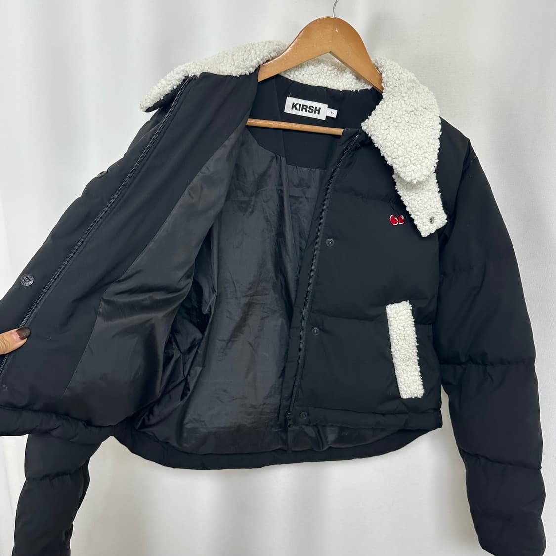 키르시 여자 크롭 패딩 오리털 검정 1 (44-55추천)  상품이미지7