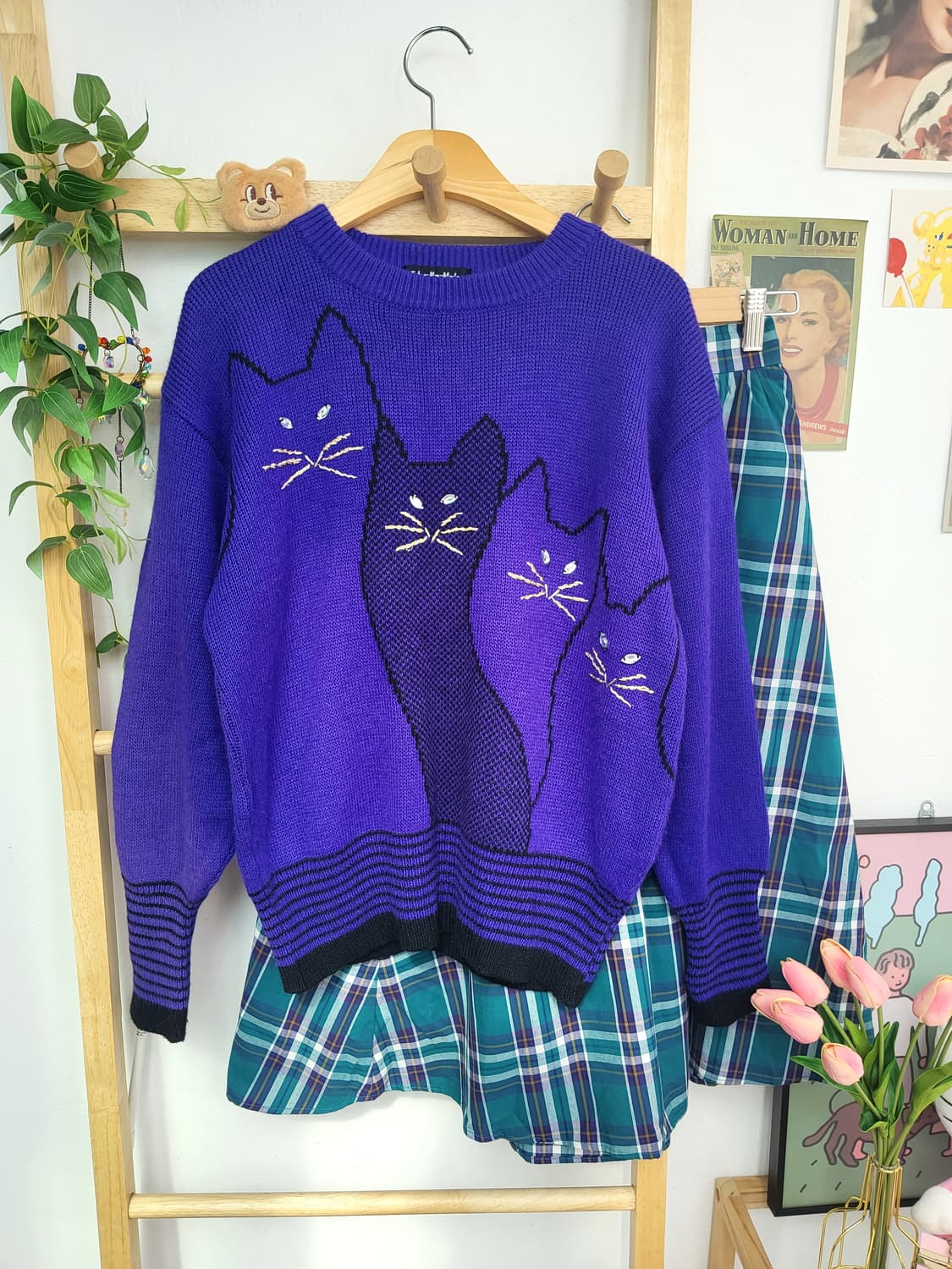 고양이 빈티지 니트 상품이미지4