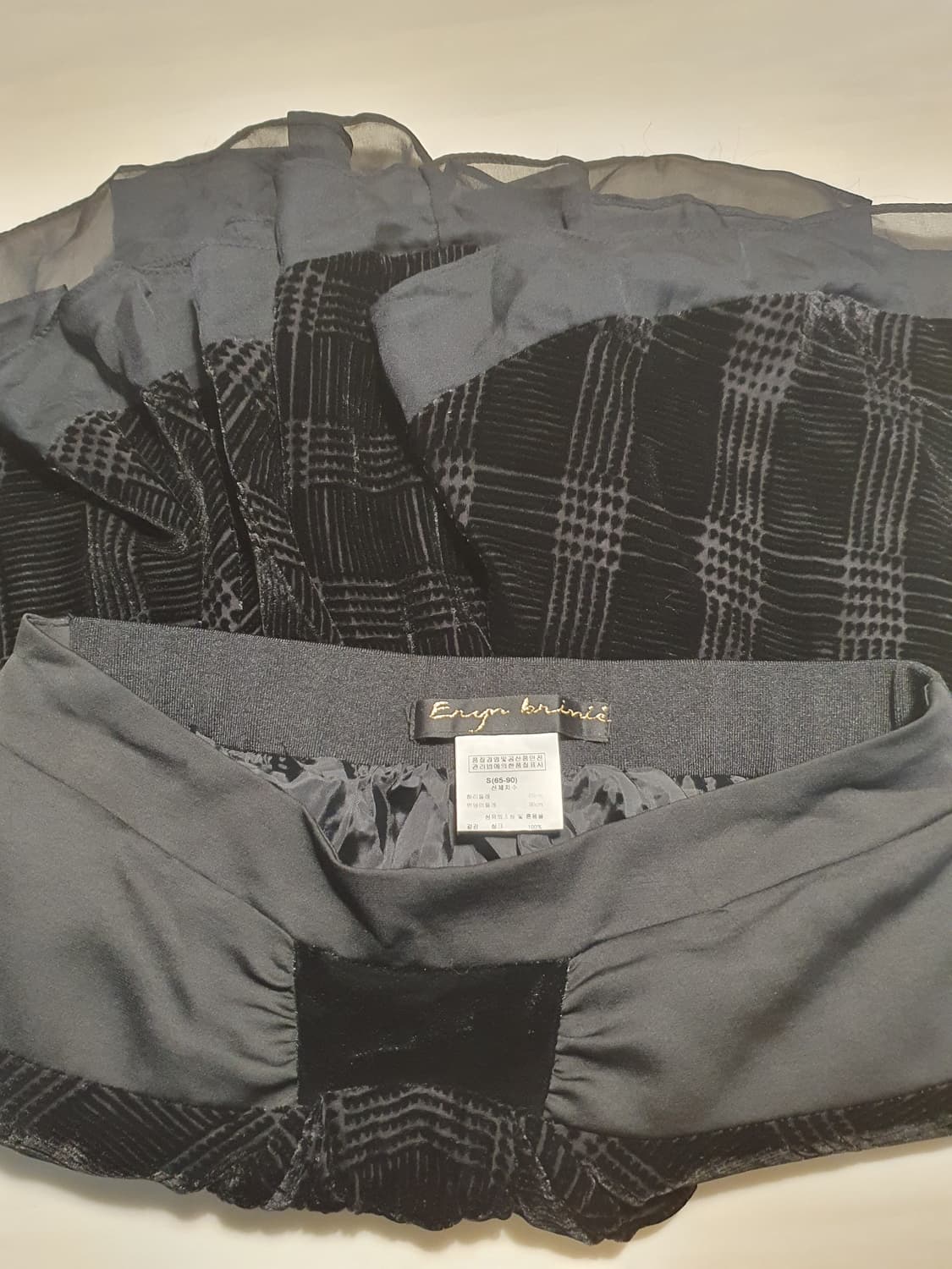 [빈티지] 블랙 벨벳 체크 스커트 상품이미지5