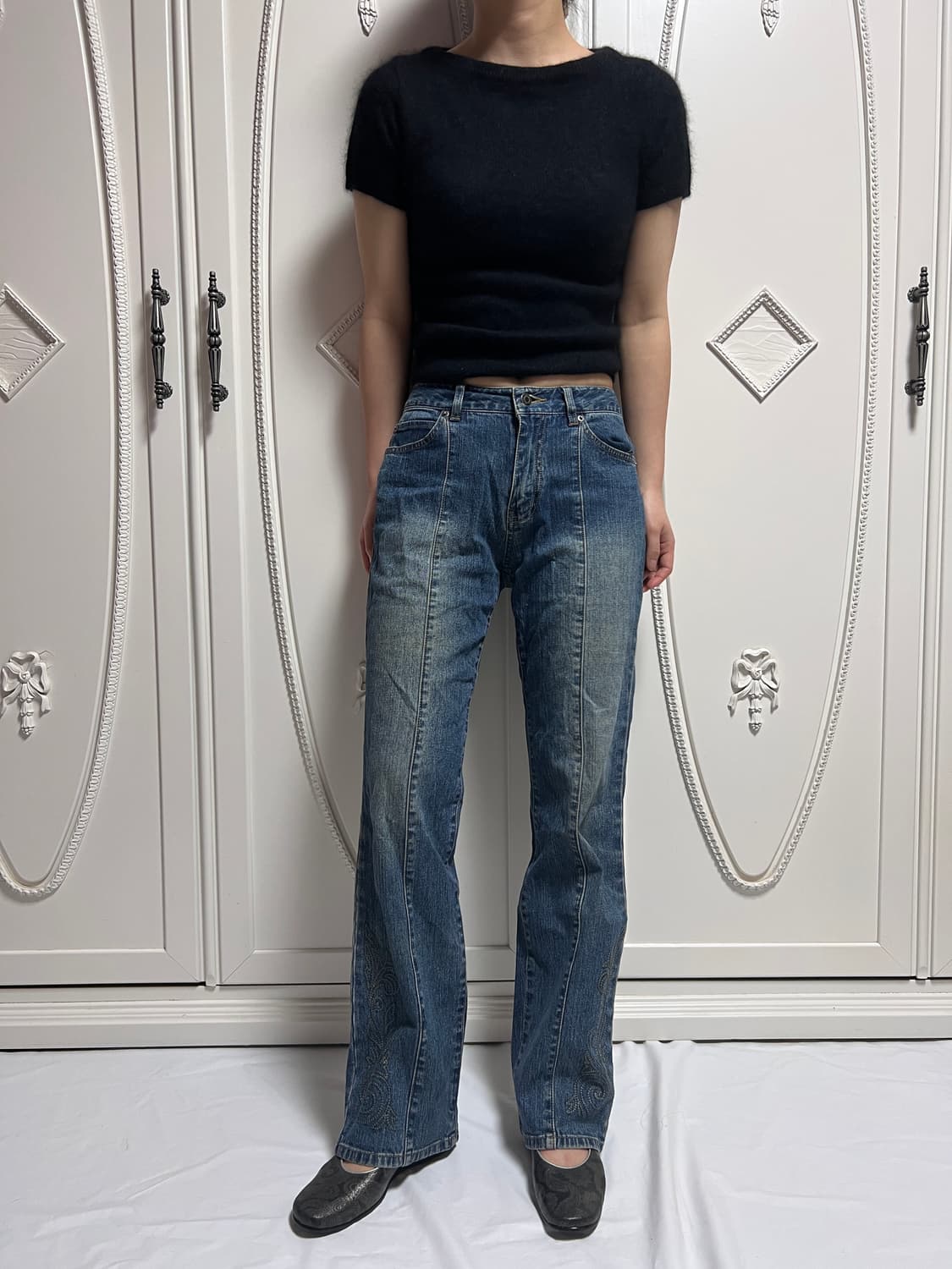 자수 워싱 데님 팬츠 상품이미지8