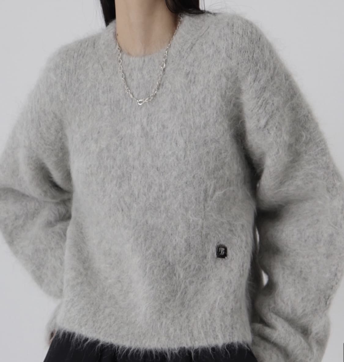 트리밍버드 알파카 크롭 니트 그레이 상품이미지1