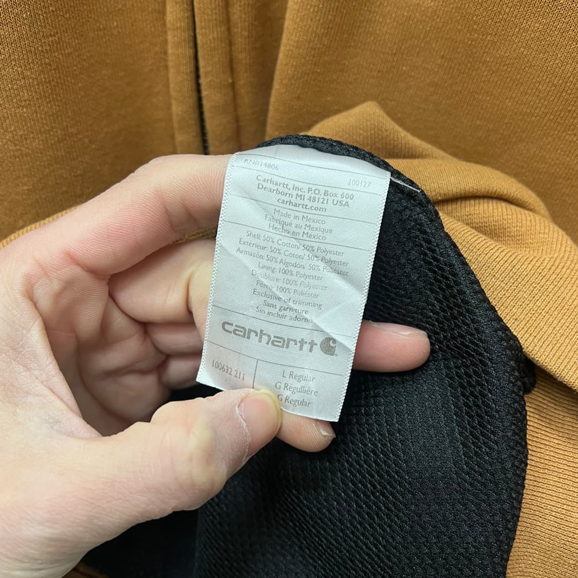 칼하트 써멀 레인디펜더 헤비 카멜 후드 집업 L 상품이미지5