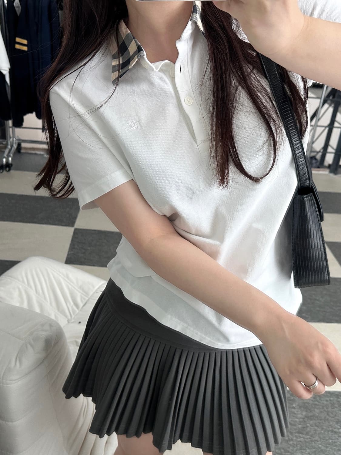 버버리 화이트 기마로고 노바체크 카라티  상품이미지10