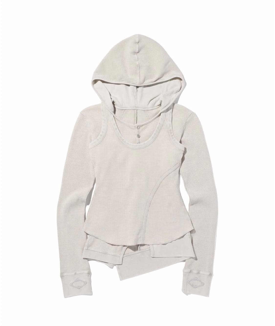 미스치프 레이어드 와플 후드세트 블리치드 베이지 상품이미지1