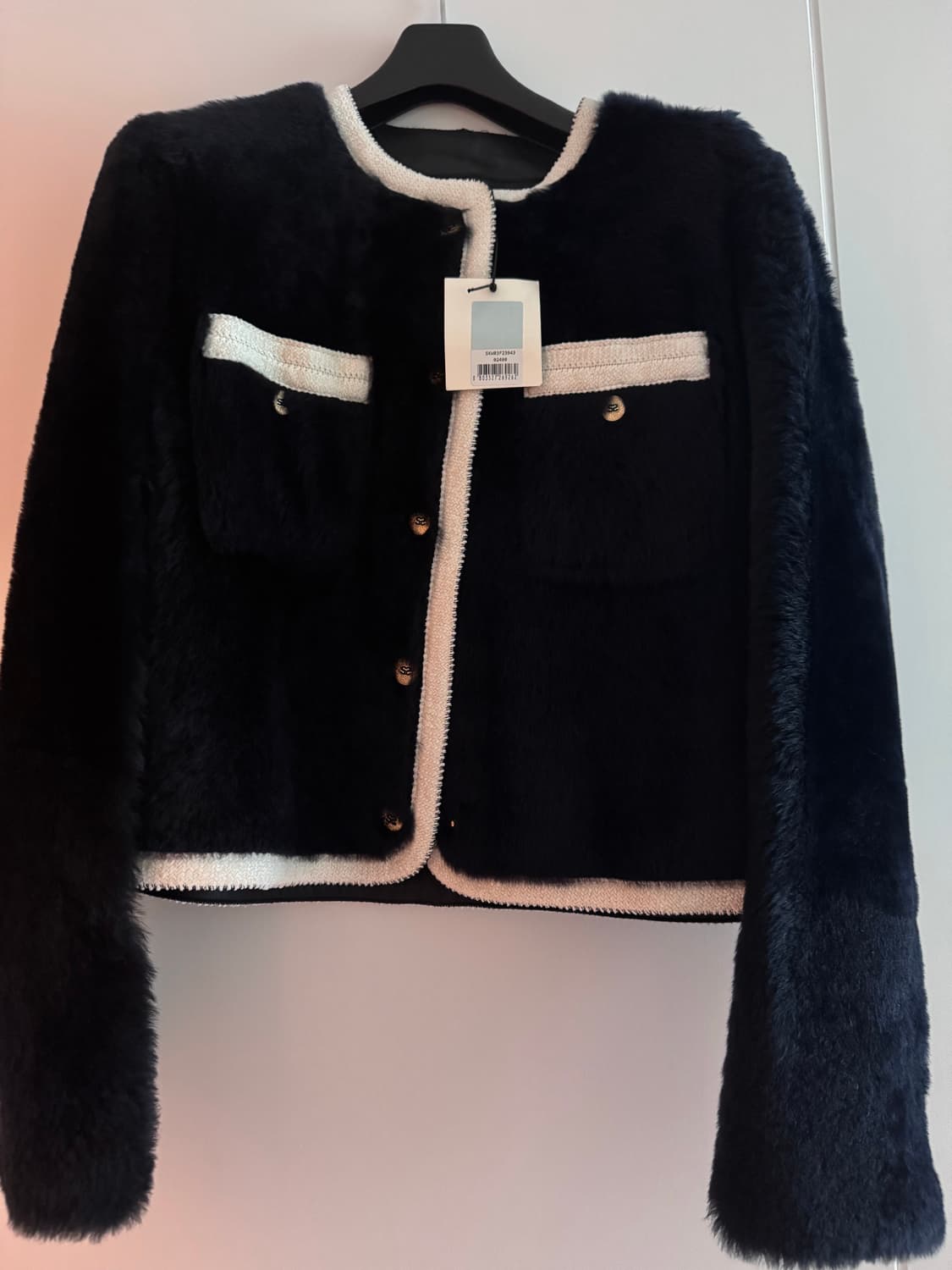 Sandro 양털 배색 자켓 네이비 상품이미지2