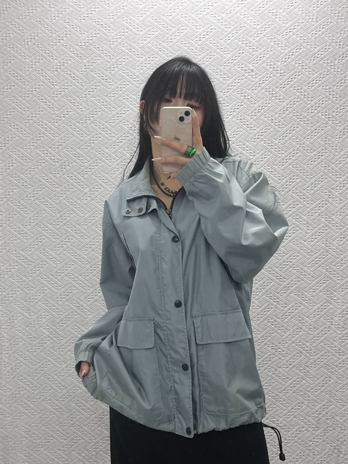 나이키 올드스쿨 테크웨어 유광 실버 오버핏 바람막이 M C08445 상품이미지1