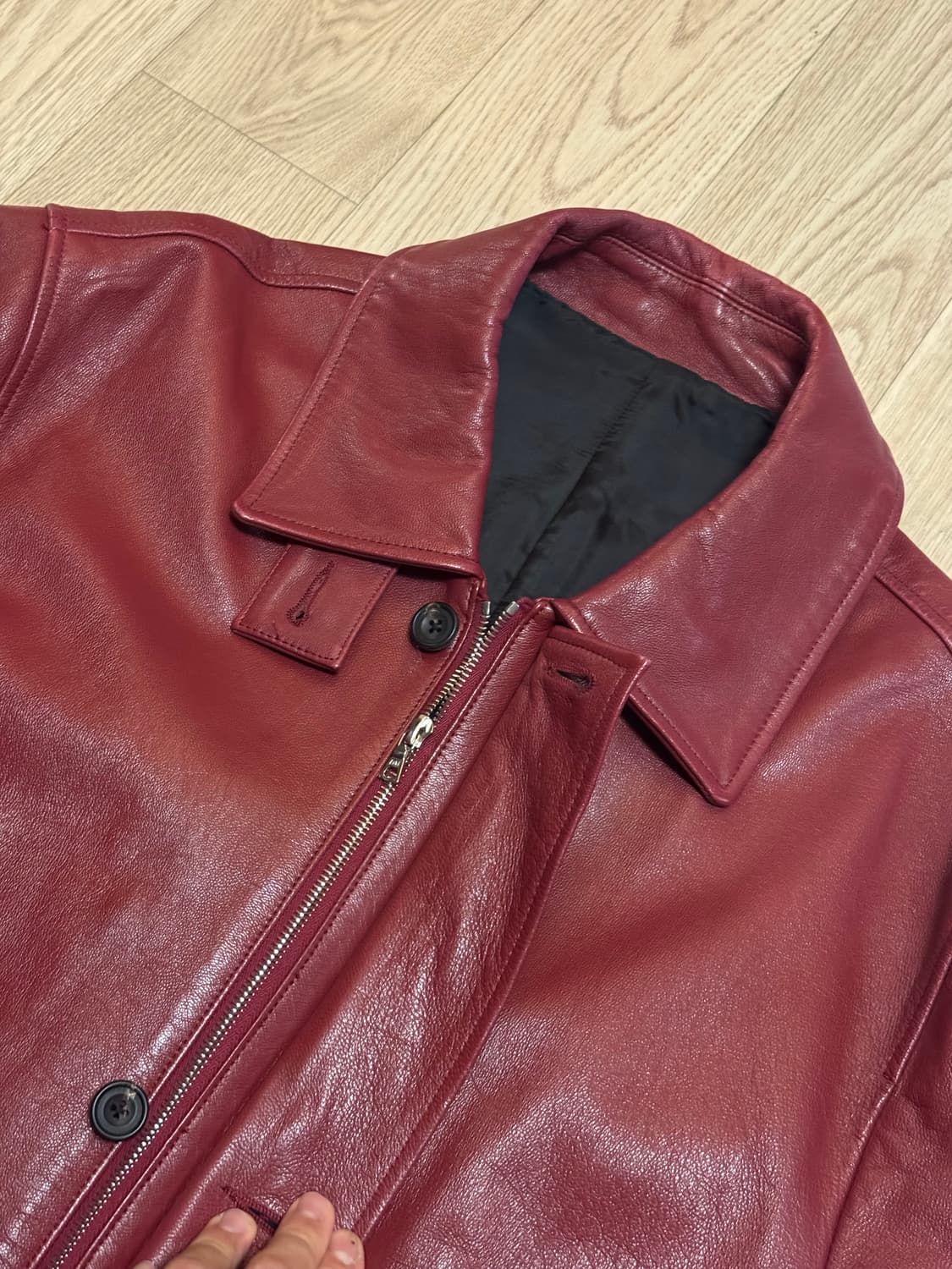[L Size 체감] 슈타인 Stein 레더 카코트 자켓 고트스킨 레드 상품이미지9