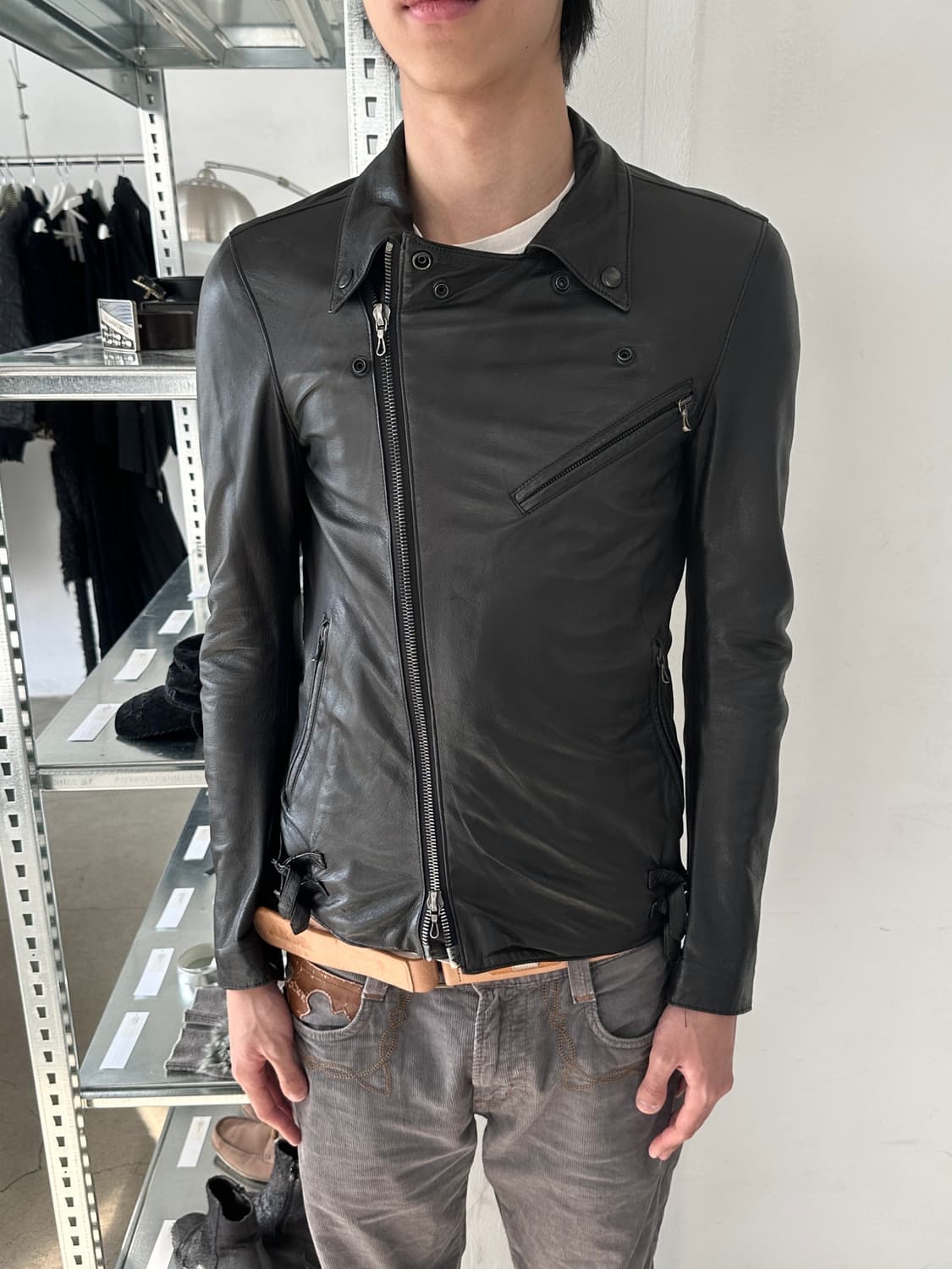 어태치먼트 사슴 가죽 라이더 자켓 상품이미지3