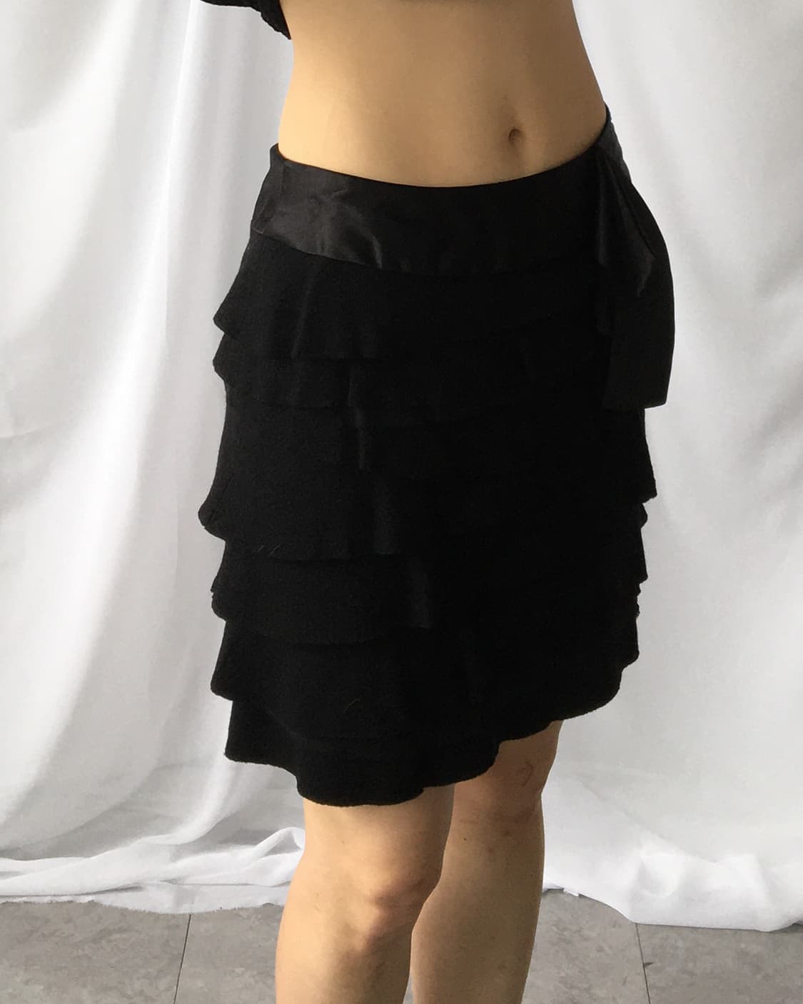 Woolen unbalanced layer point skirt 상품이미지5
