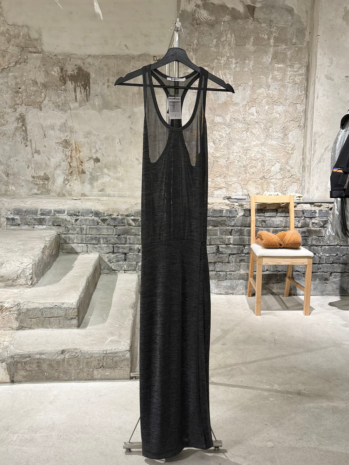 알렉산더 왕 차콜 슬리브리스 랩핑 폴리에스터 롱 원피스 상품이미지1