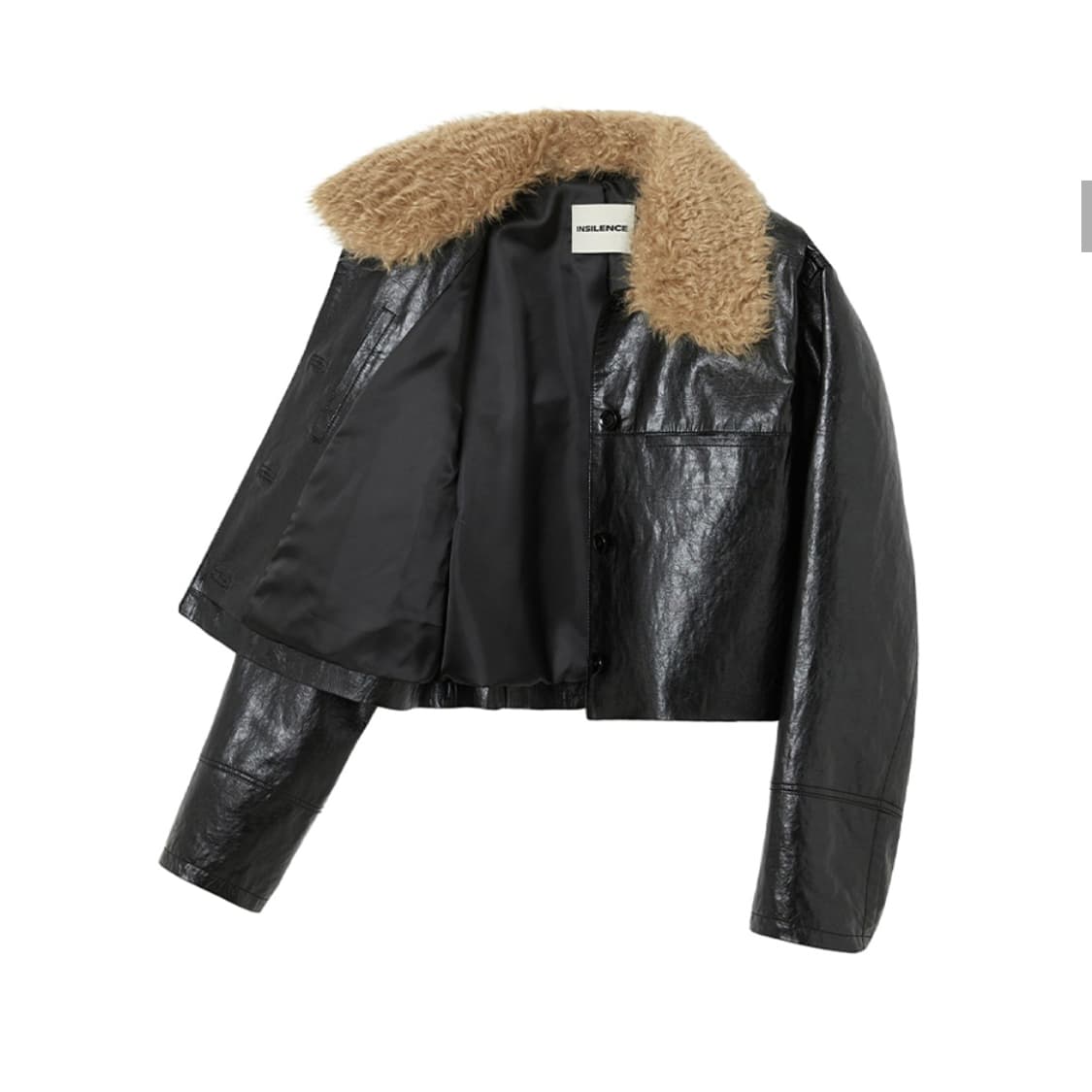 인사일런스 우먼 비건 레더 크롭 자켓 블랙 상품이미지2