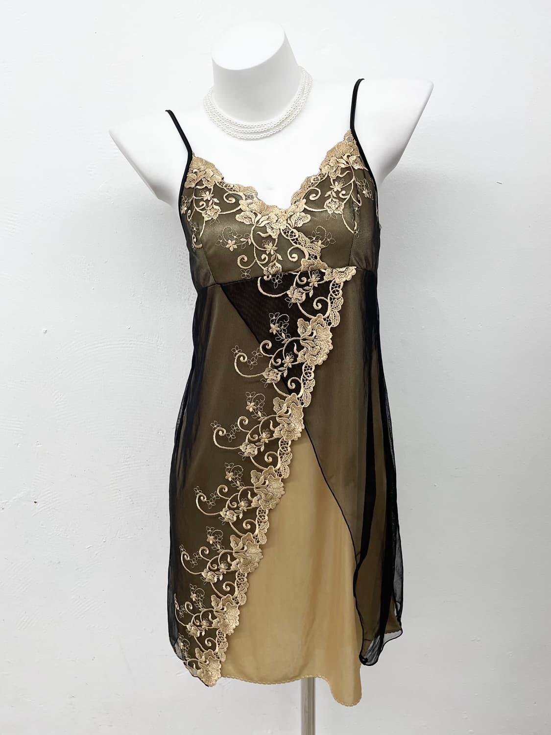 골드 로즈 자수 레이어드 슬립 상품이미지1