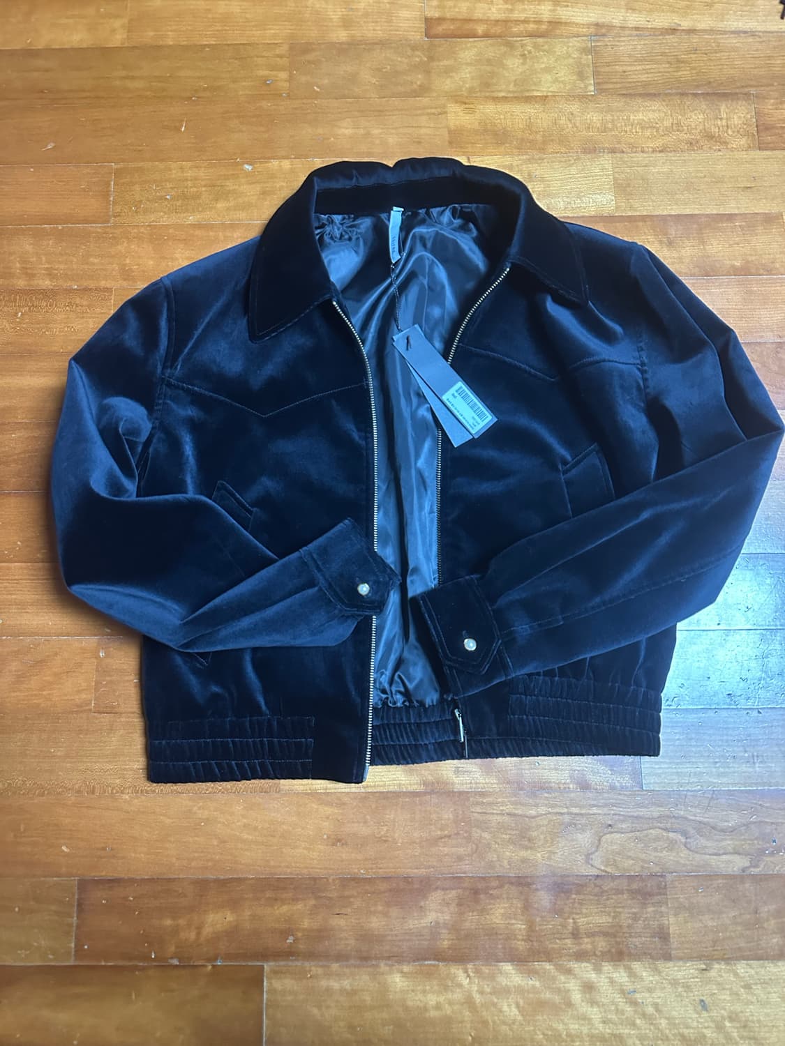  노이어 벨벳 웨스턴 크롭 블루종 (네이비) 상품이미지3