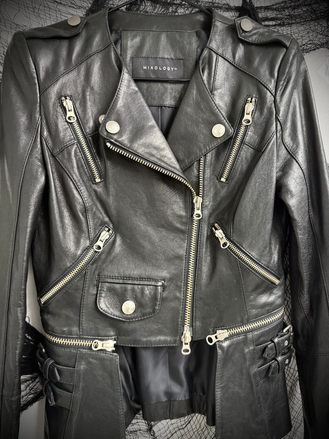 Punk mood real leather jacket 상품이미지7