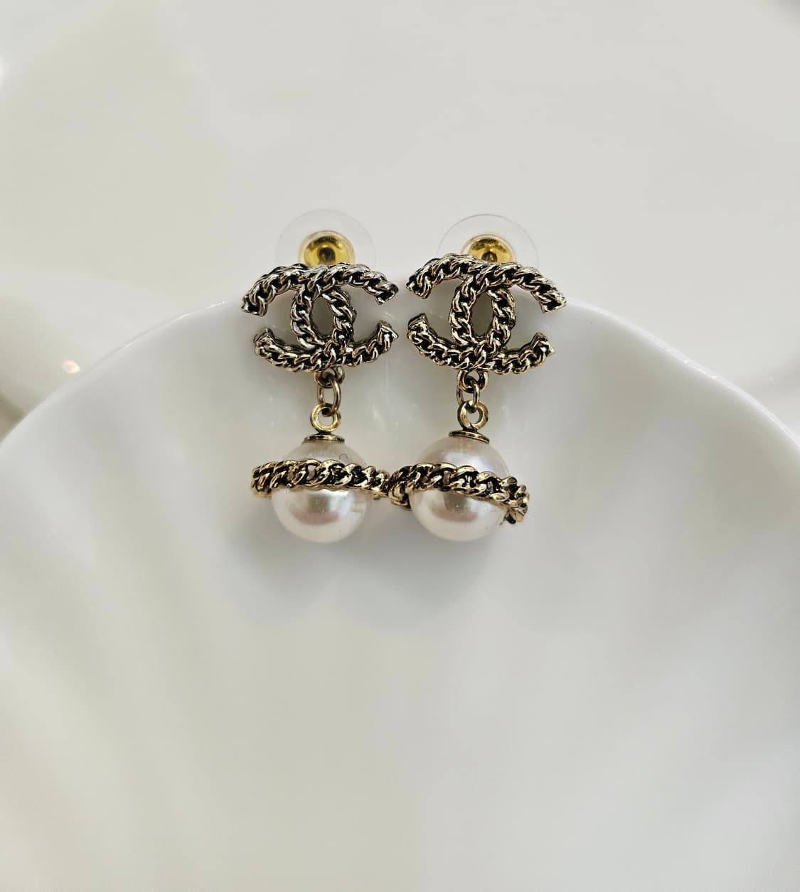 샤넬 앤틱체인우주선 CC 진주 드롭귀걸이 업사이클링 상품이미지3
