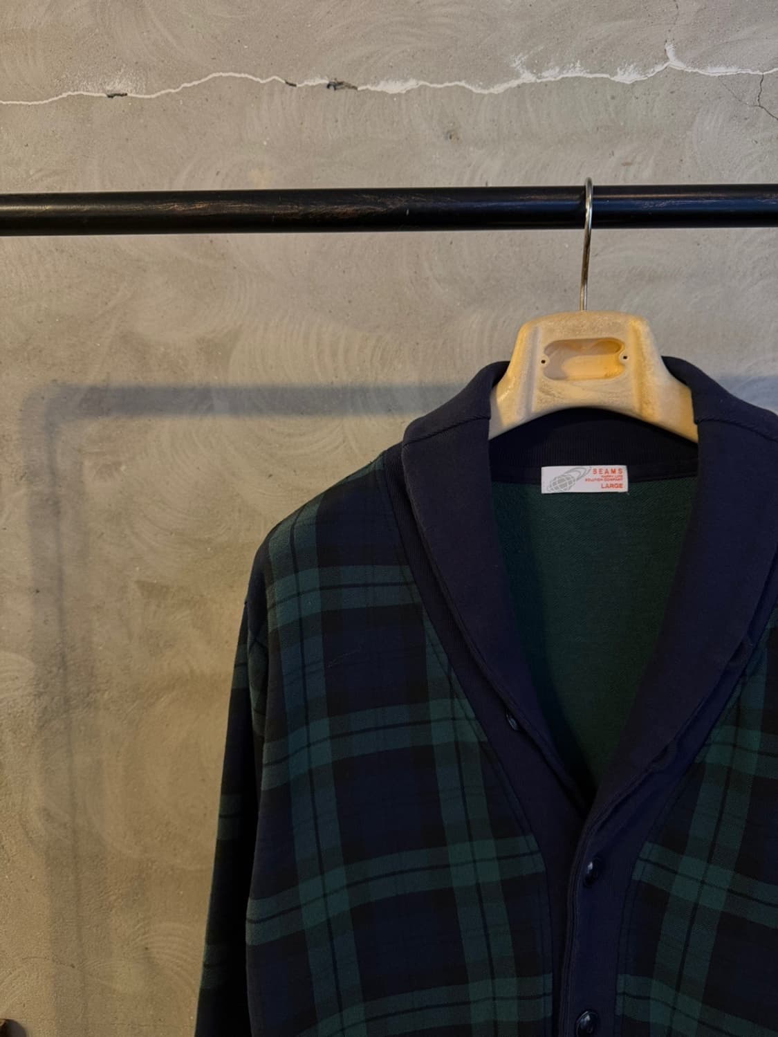 BEAMS 빔즈 숄칼라 블랙와치 가디건 100 상품이미지2