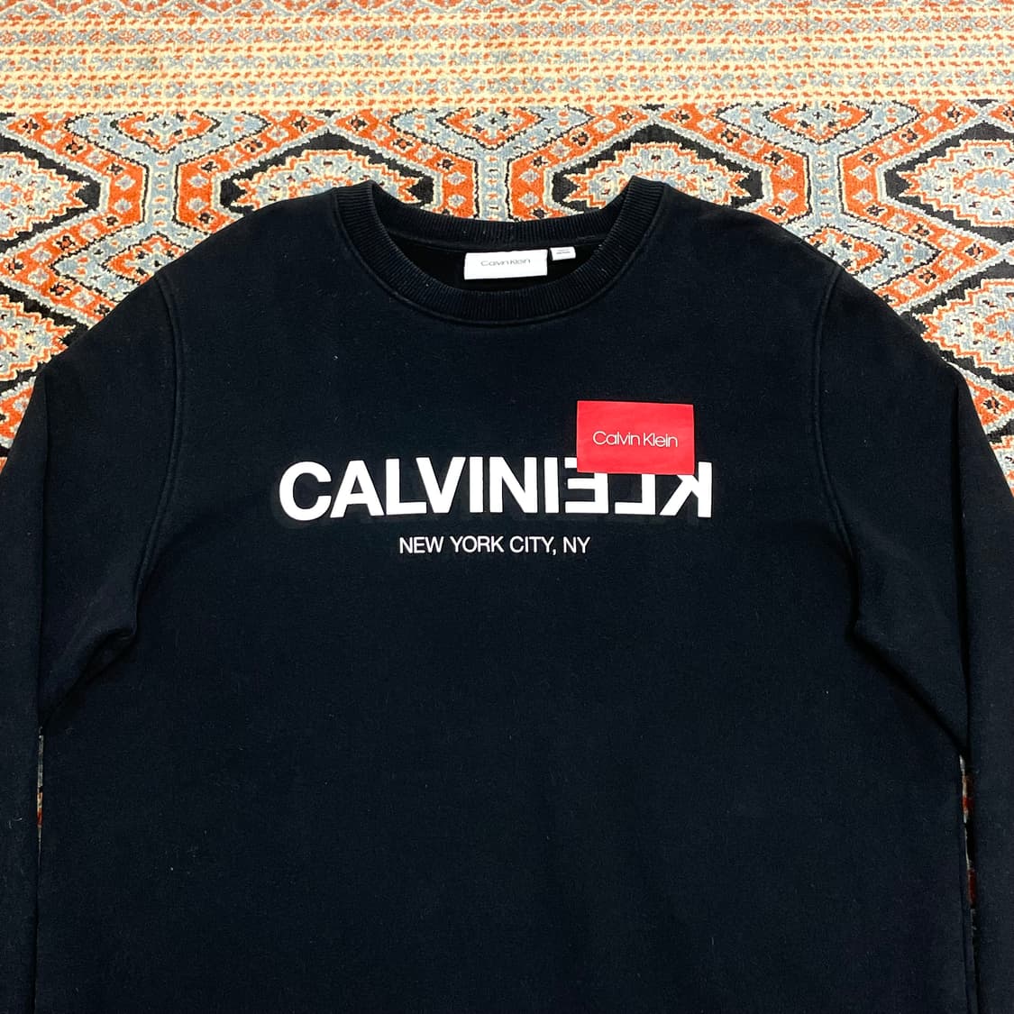 캘빈클라인 프린팅 블랙 쭈리 맨투맨 여성XL 상품이미지2