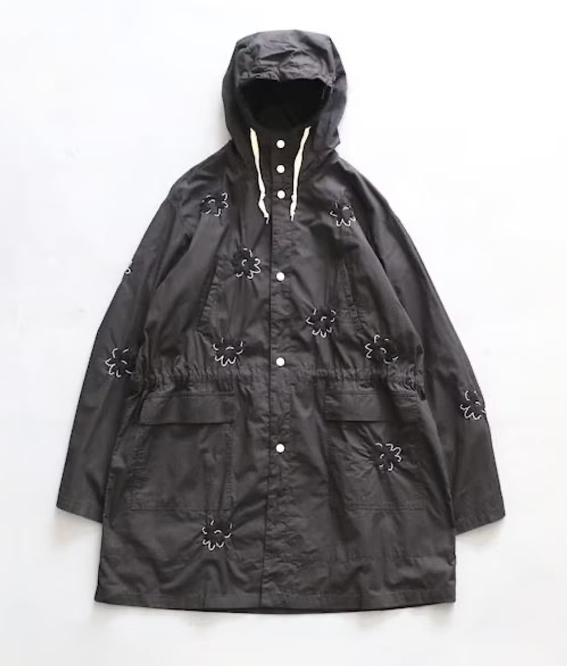 노마리듬텍스타일 플라워 후드 코트 블랙 4 상품이미지1
