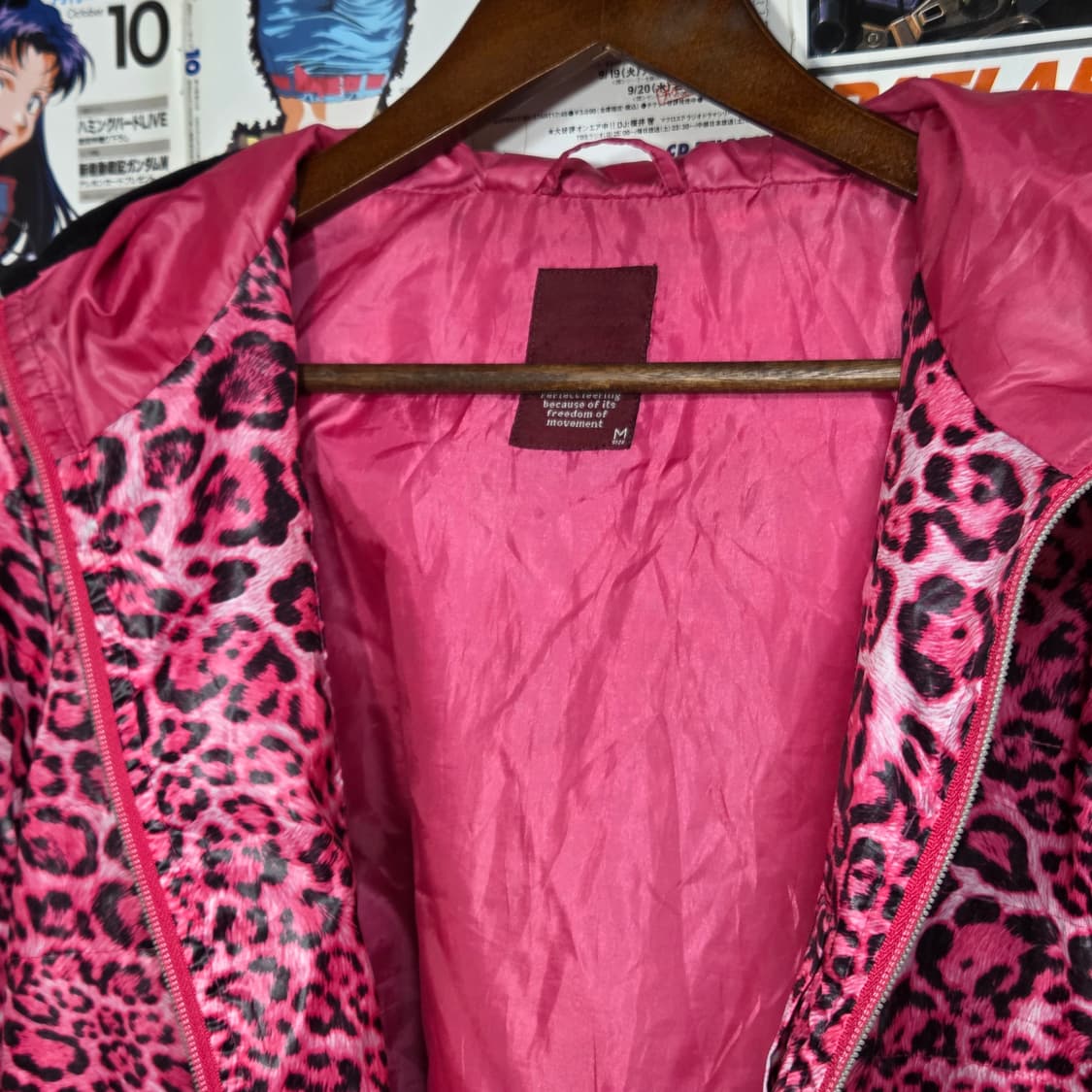 JPN 갸루 핑크 호피 후드 누빔 바람막이 상품이미지9