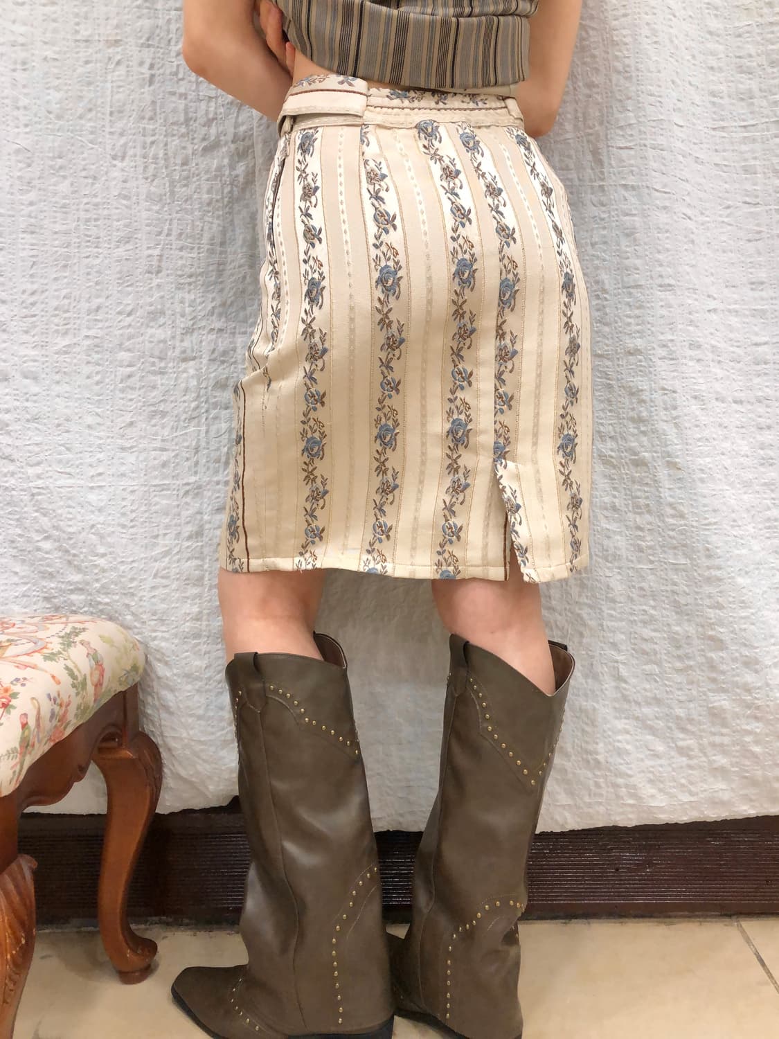 vintage garden stripe midi skirt 상품이미지6