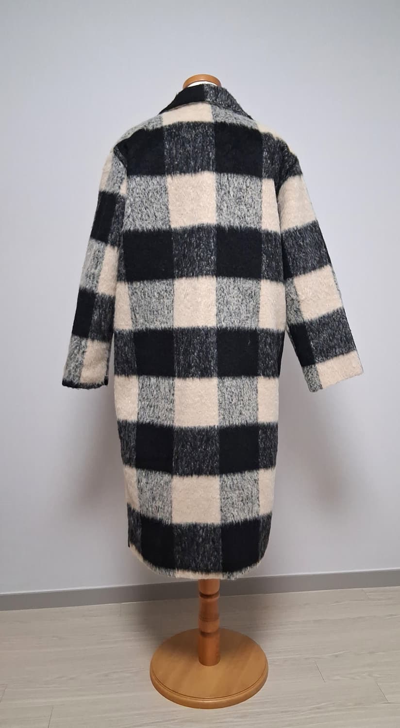 베이지 체크 롱코트 (새상품) 상품이미지4