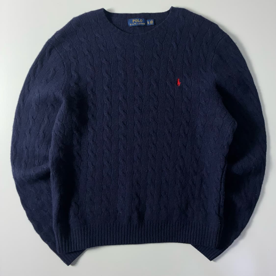 Polo  폴로 랄프로렌 자수 울캐시미어 네이비 꽈배기 니트 상품이미지1