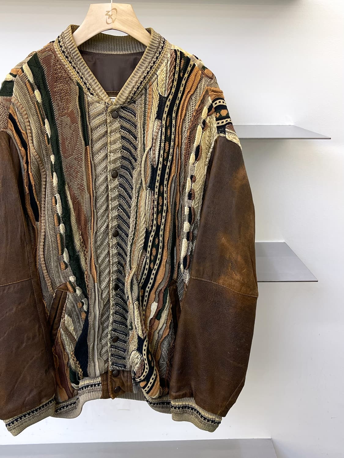 카를로 알베르토 90s 호주 케이블 레더 자켓 상품이미지3