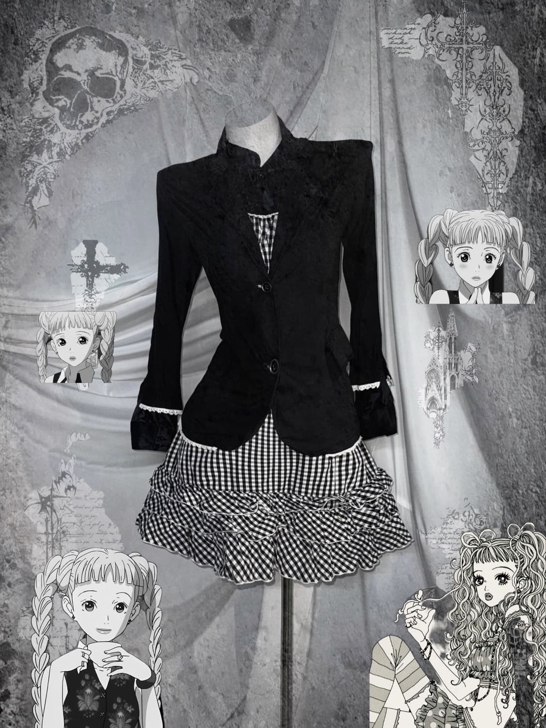 무채색 미와코깔 러블리 프릴 코디세트 상품이미지1