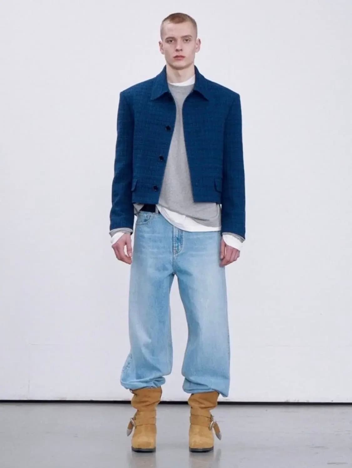 렉토 이카로 트위드 자켓 블루 S 상품이미지1