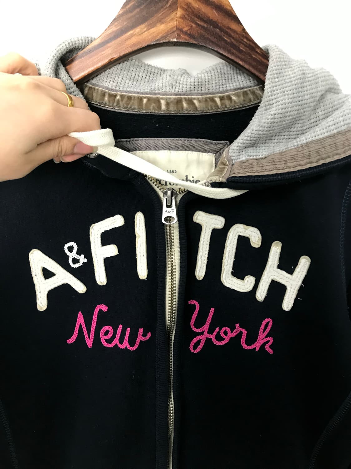 아베크롬비 y2k 와투케 딱붙 네이비 후드집업 상품이미지4