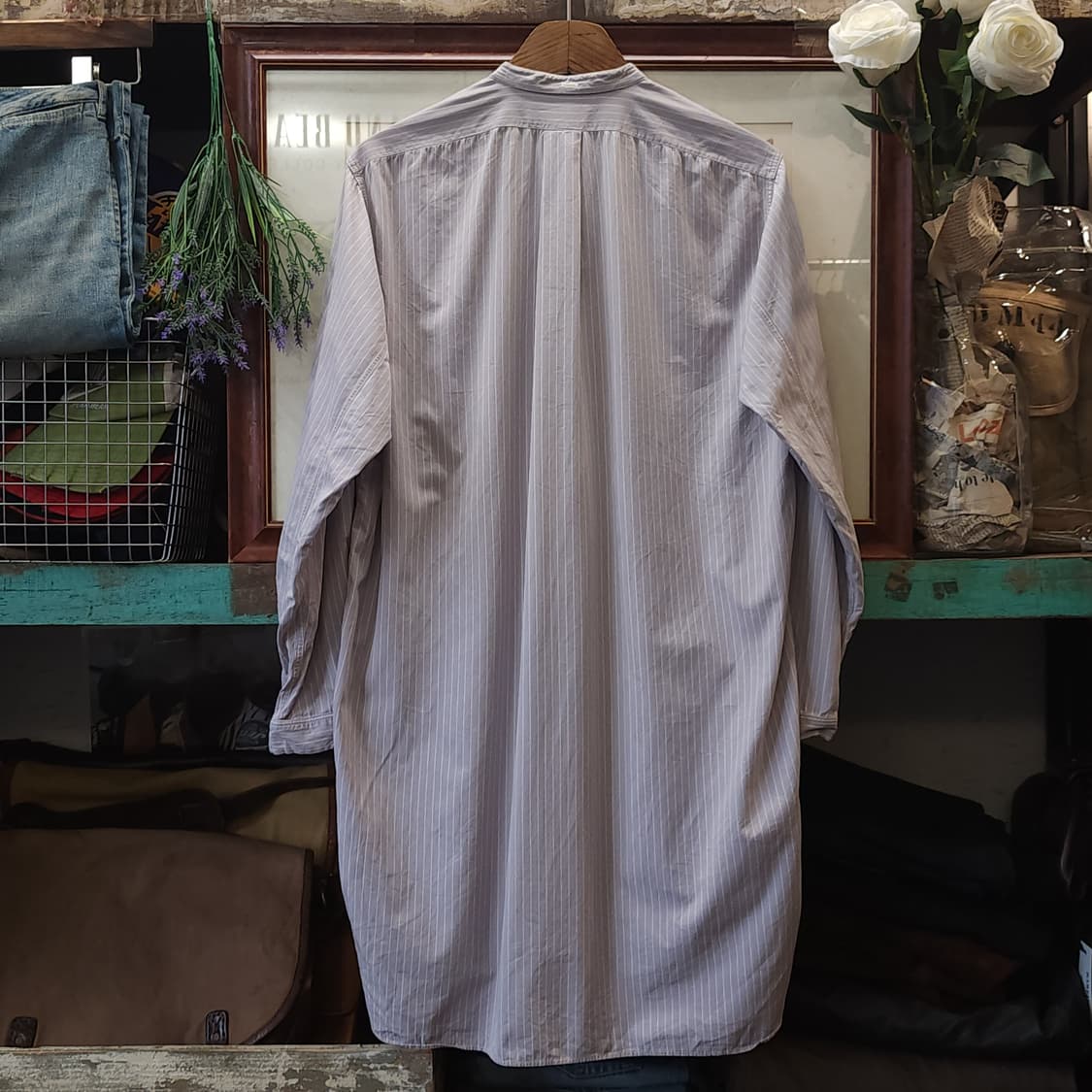 60s 프랑스 워크셔츠 가드너 빈티지 셔츠 퍼플 롱 튜닉 셔츠 s 상품이미지3