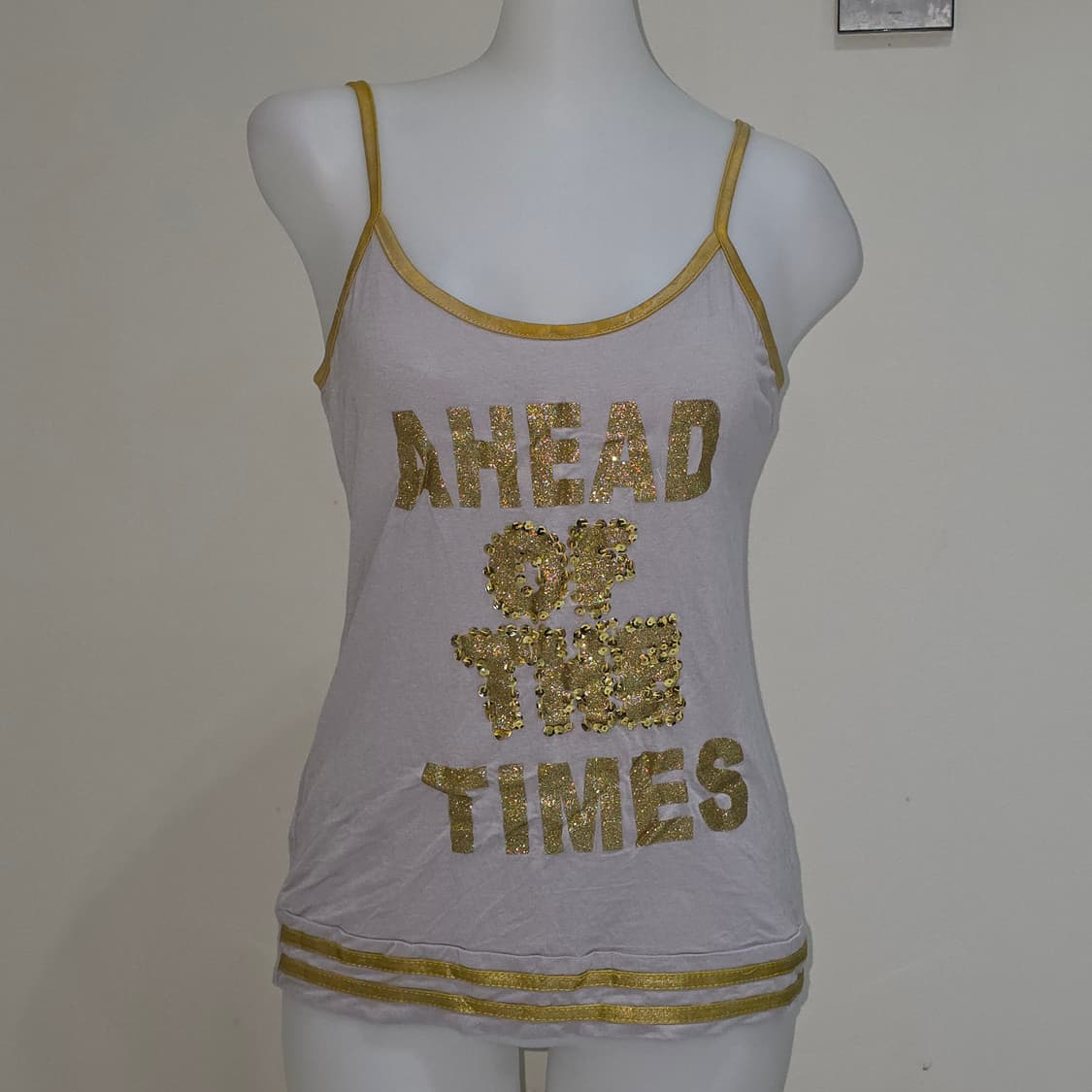 빈티지) y2k 그레이x골드 스팽클 여름 나시 슬리브리스 상품이미지1