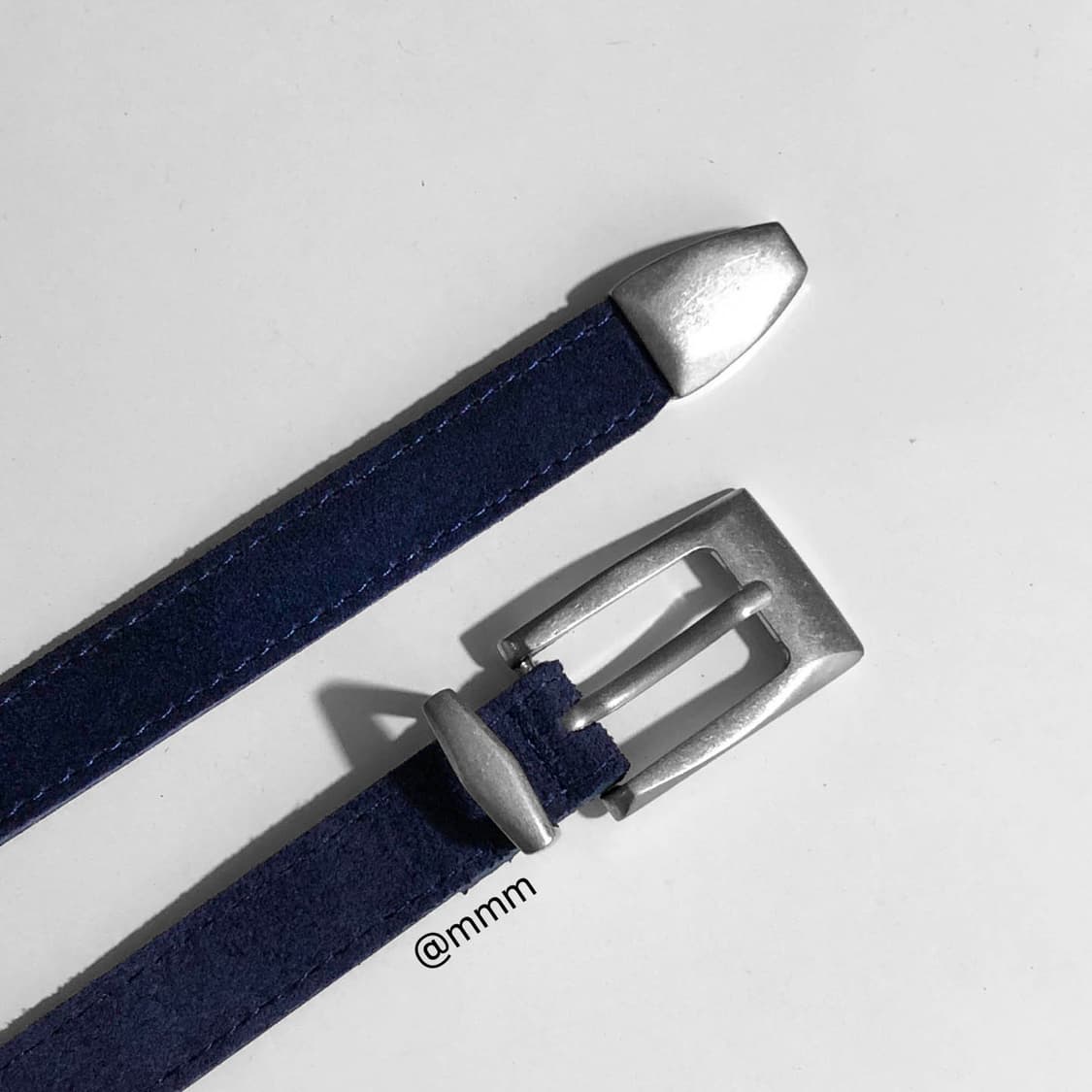 [Unisex]스퀘어 스웨이드 벨트 네이비 상품이미지5