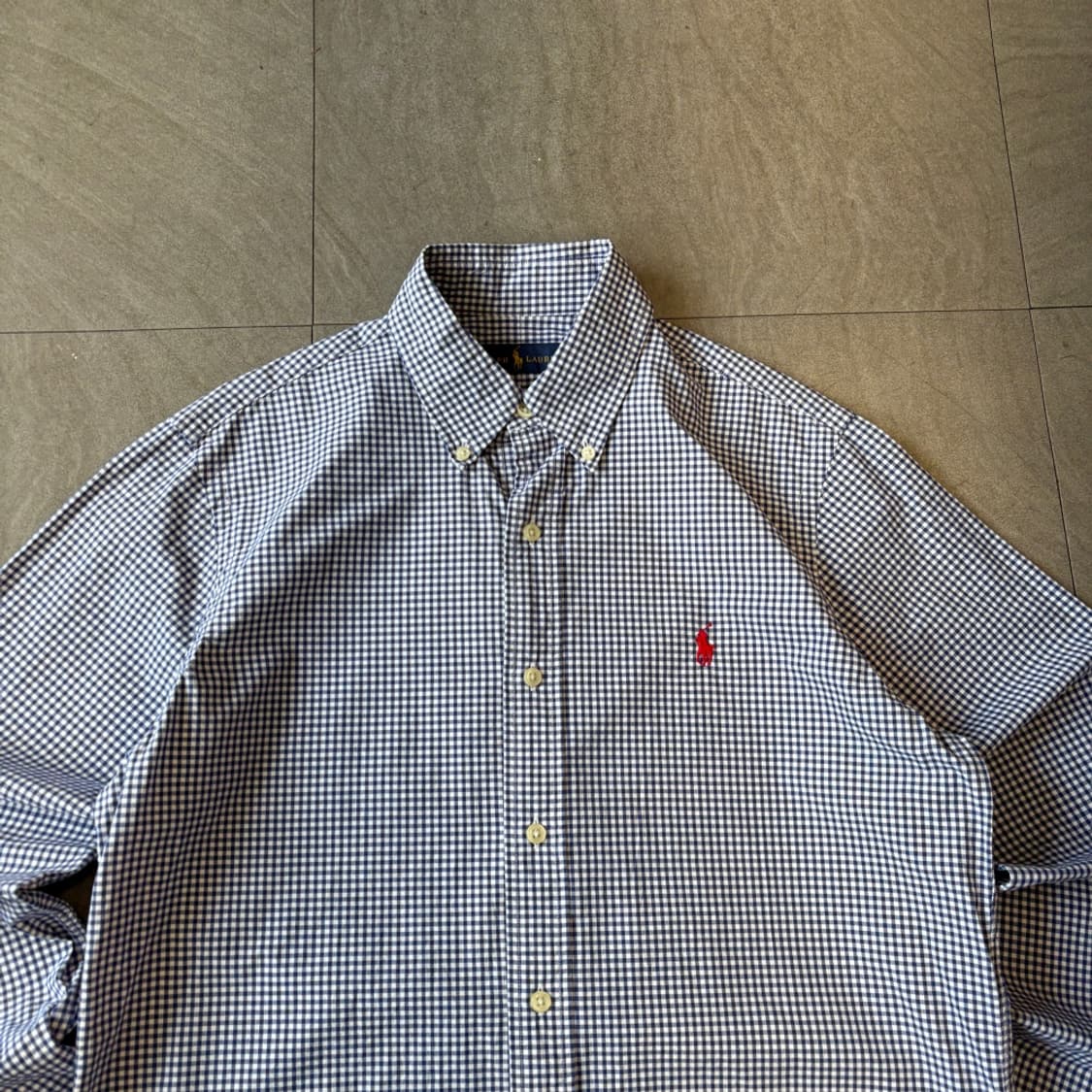 폴로 정품 블루 클래식포니 포플린 체크 셔츠 상품이미지3