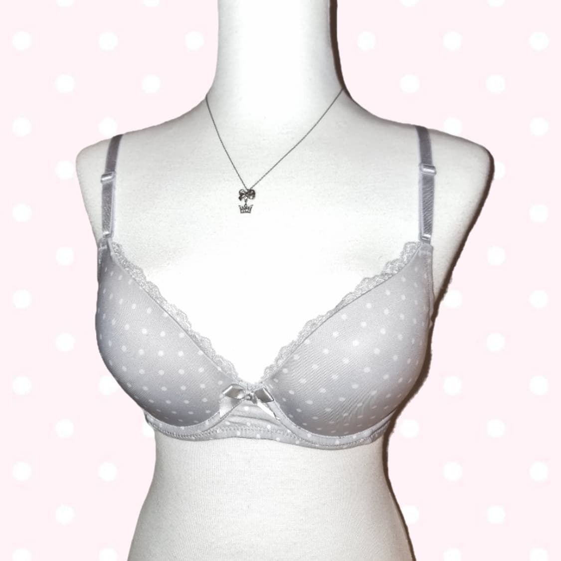 (새상품) 히메갸루 그레이 도트 레이스 브라 상품이미지3